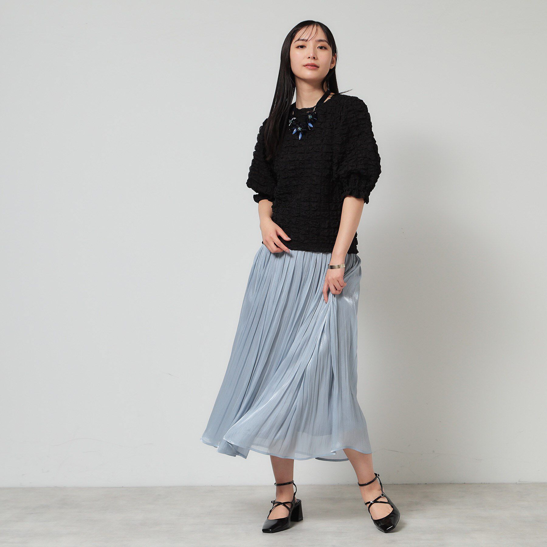 SunaUna「【今すぐ活躍！／パフスリーブ】ジャカードプルオーバー」|Tシャツ・カットソー|