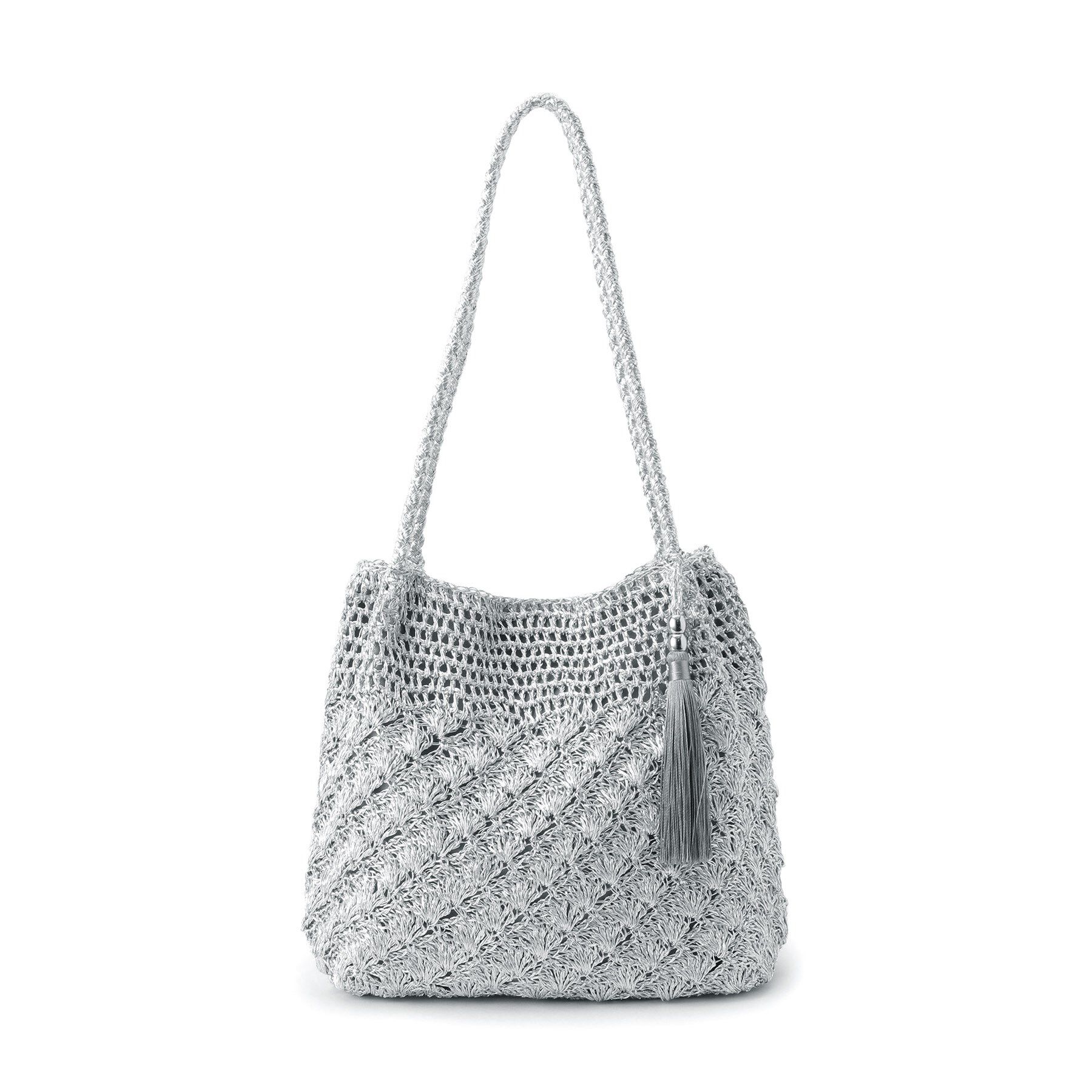 SunaUna「【こなれ見え！／肩掛け可能／軽量】メタリックトートバッグ」|トートバッグ|シルバー(006)