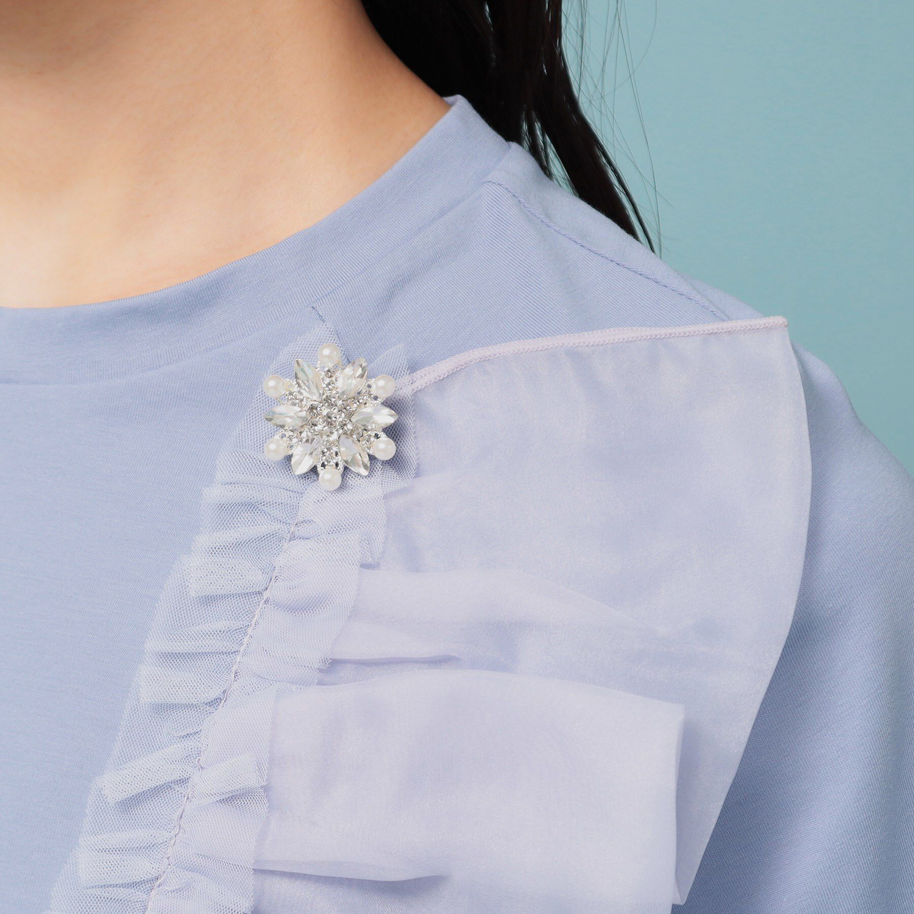 SunaUna「【オーガンジーラッフル】大人フェミニンTシャツ」|Tシャツ・カットソー|