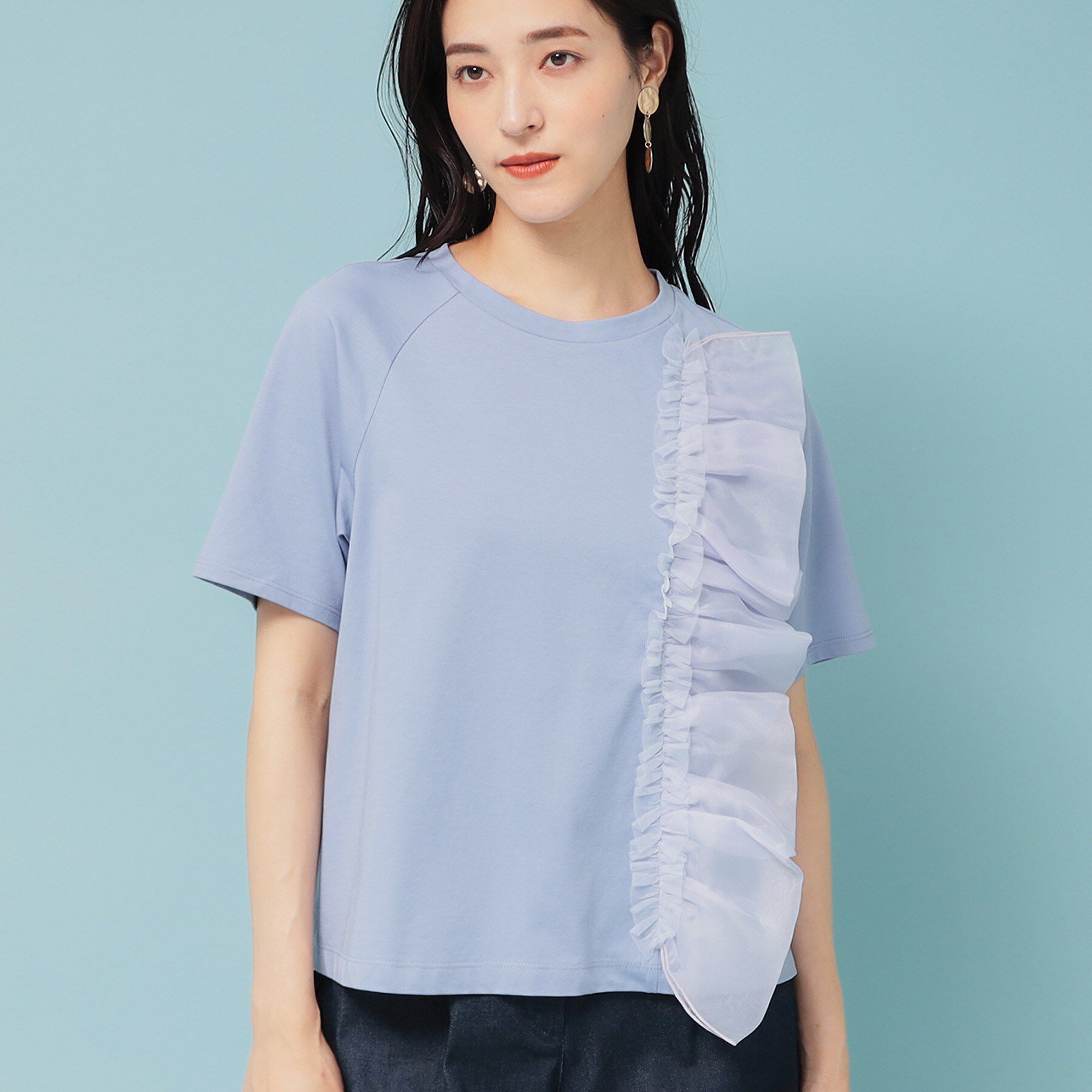 SunaUna「【オーガンジーラッフル】大人フェミニンTシャツ」|Tシャツ・カットソー|