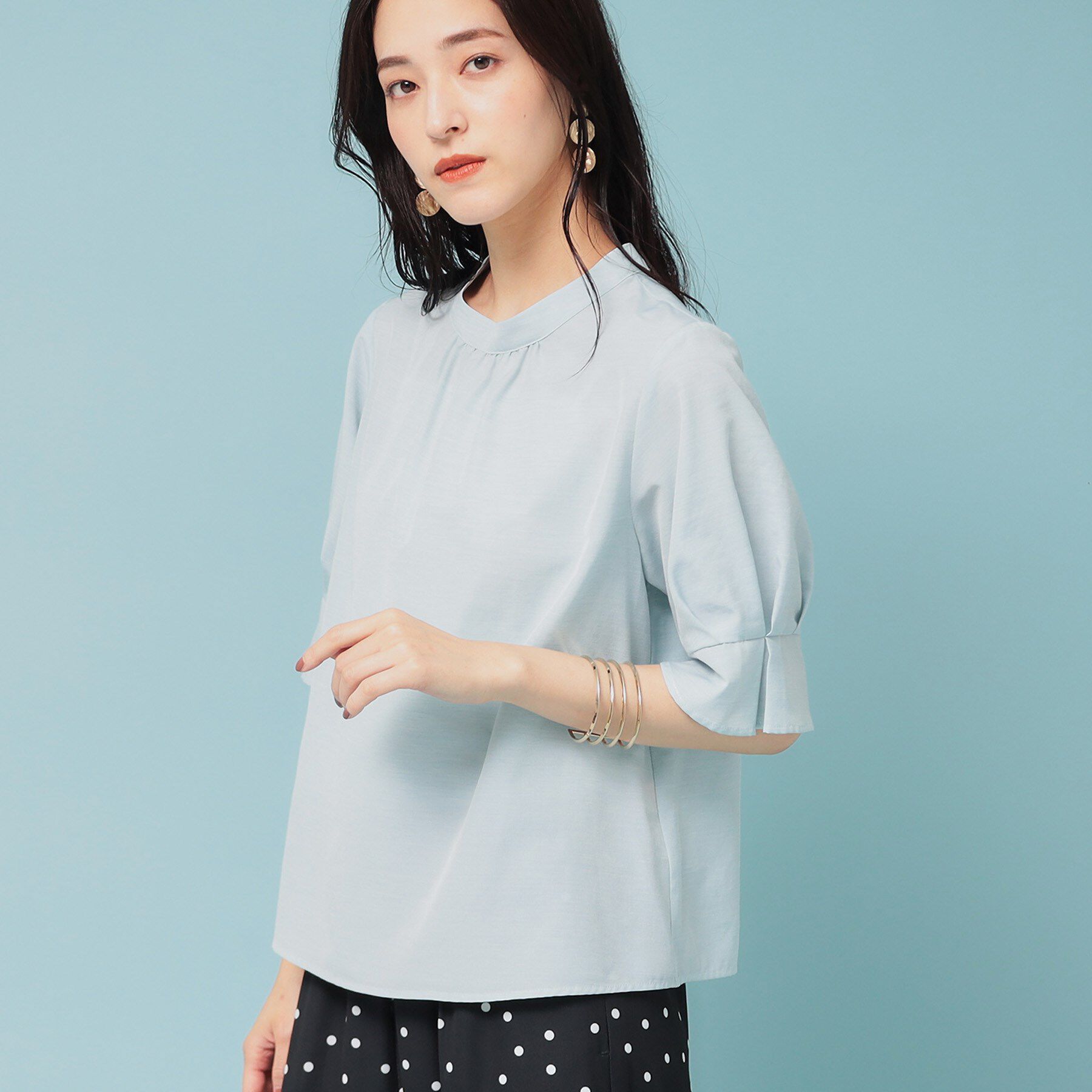 SunaUna「【きれいめ／定番シルエット】スタンドネックブラウス」|シャツ・ブラウス|