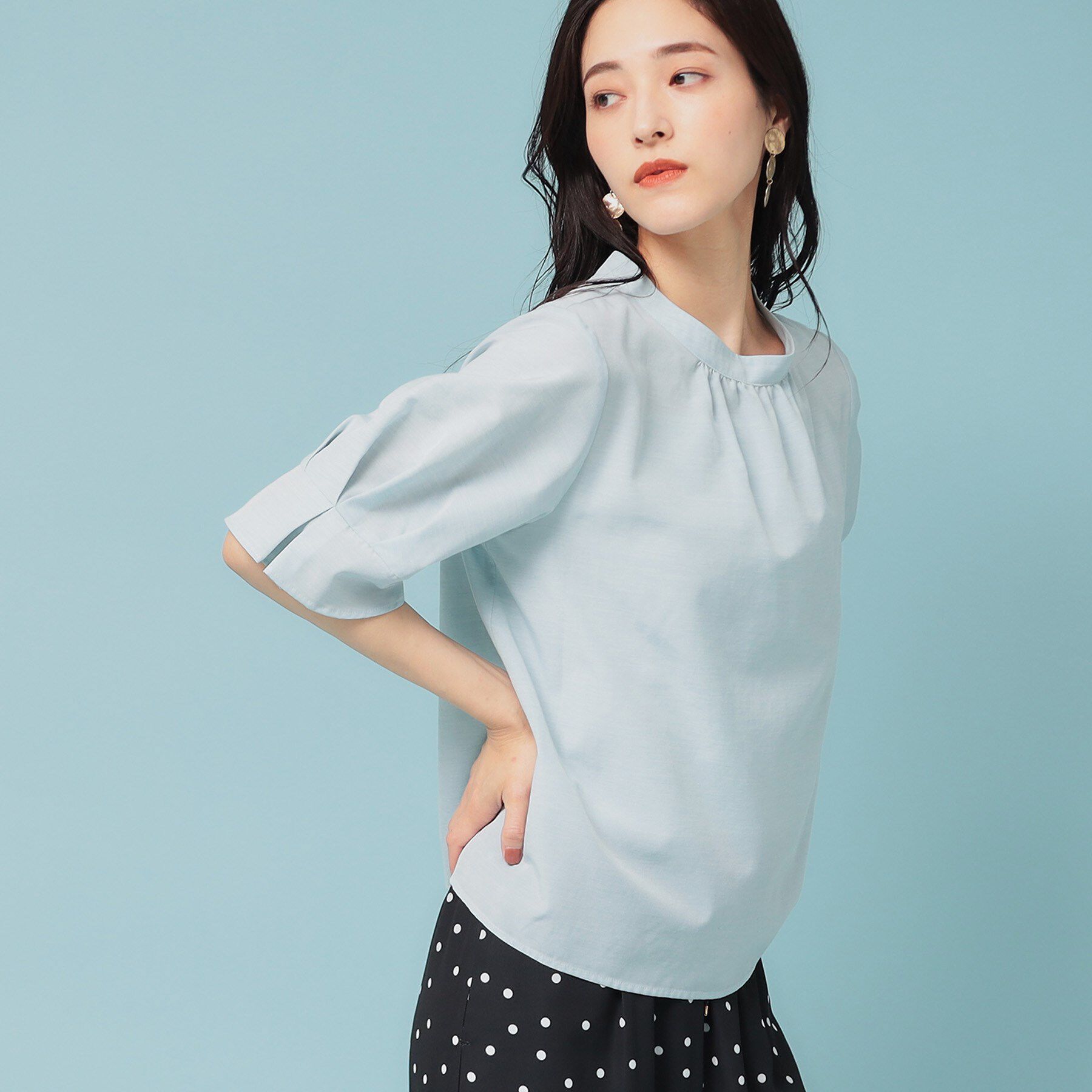 SunaUna「【きれいめ／定番シルエット】スタンドネックブラウス」|シャツ・ブラウス|