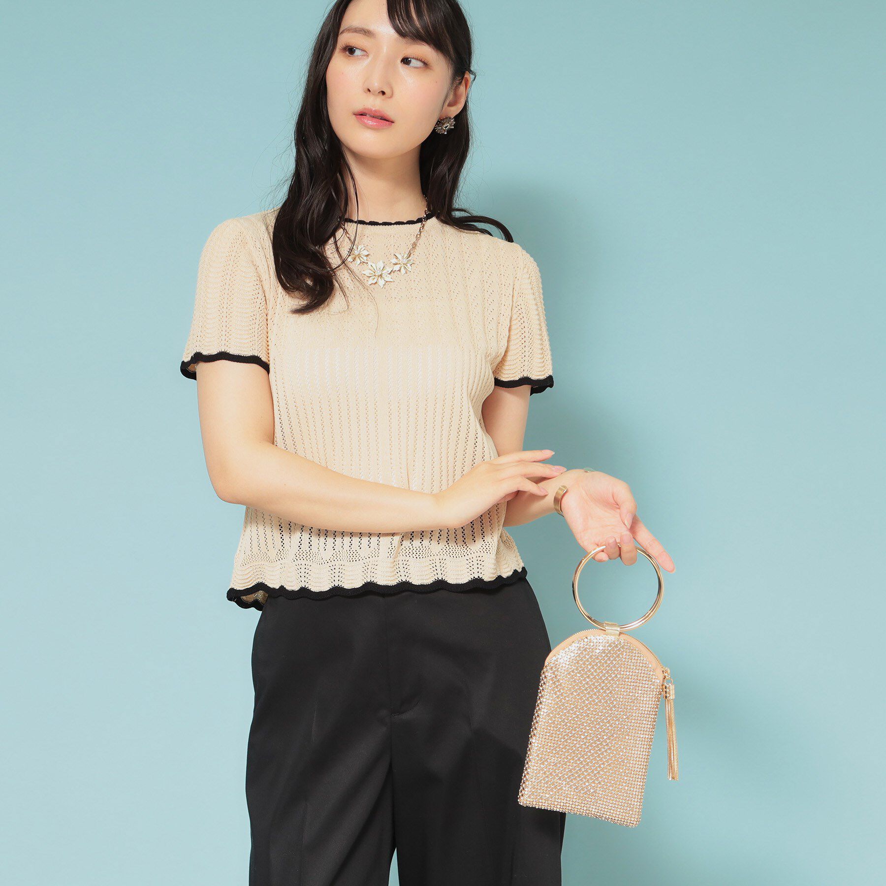 SunaUna「【丸ハンドル】メタルメッシュプチバッグ」|ハンドバッグ|