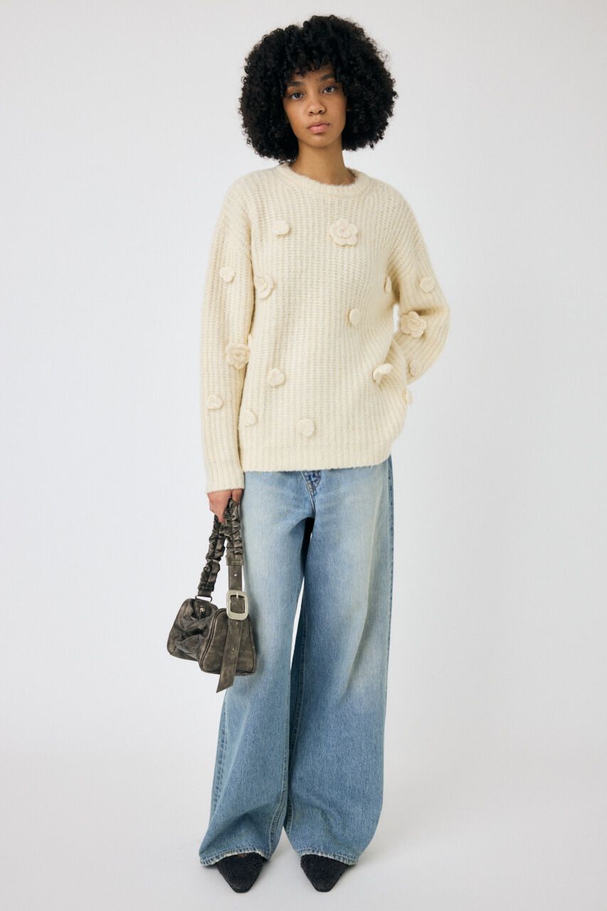 MOUSSY「FLORAL MOTIF OVER セーター」|ニット・セーター|