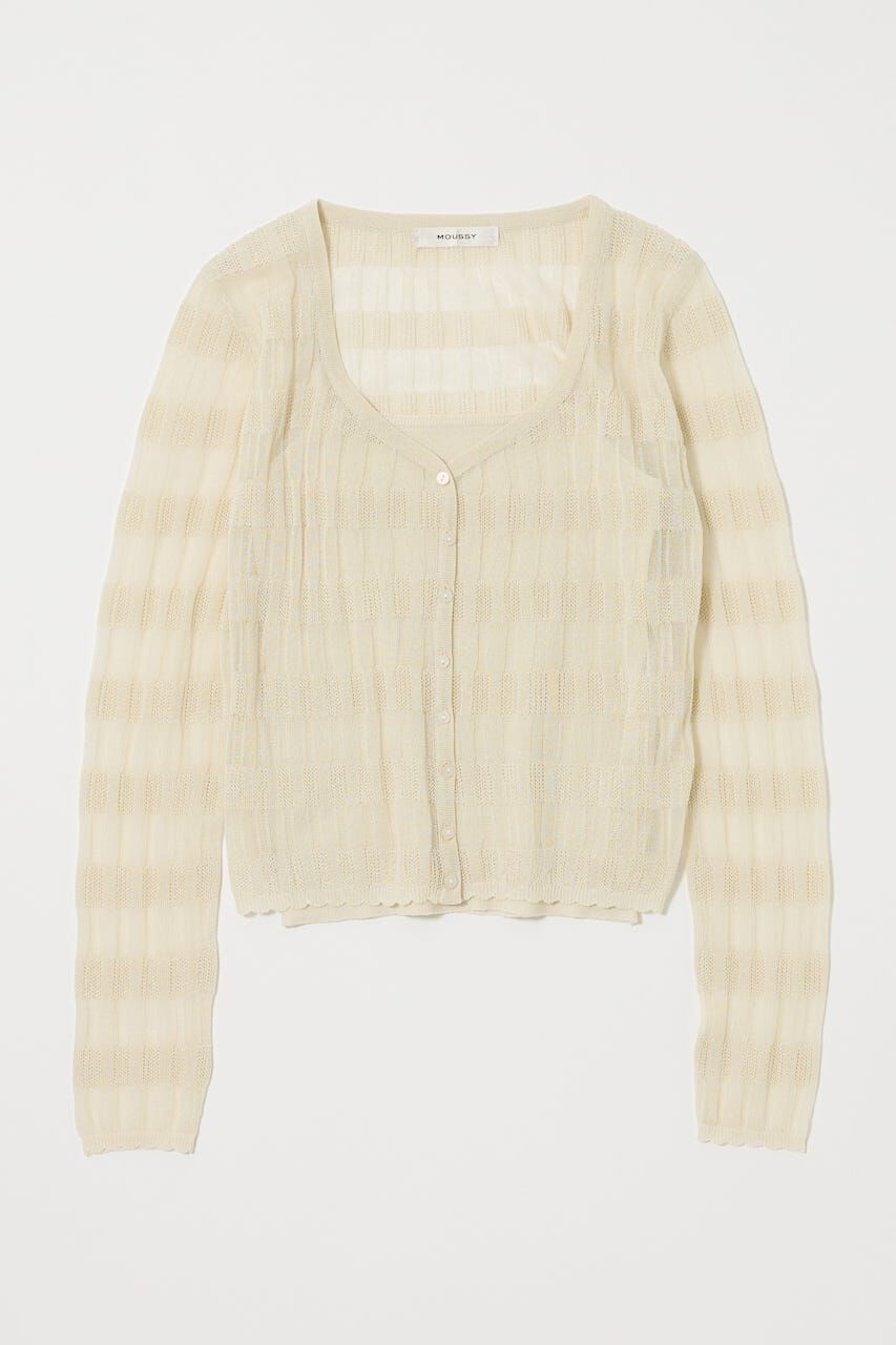 MOUSSY「SHEER BORDER カーディガン」|ニット・セーター|