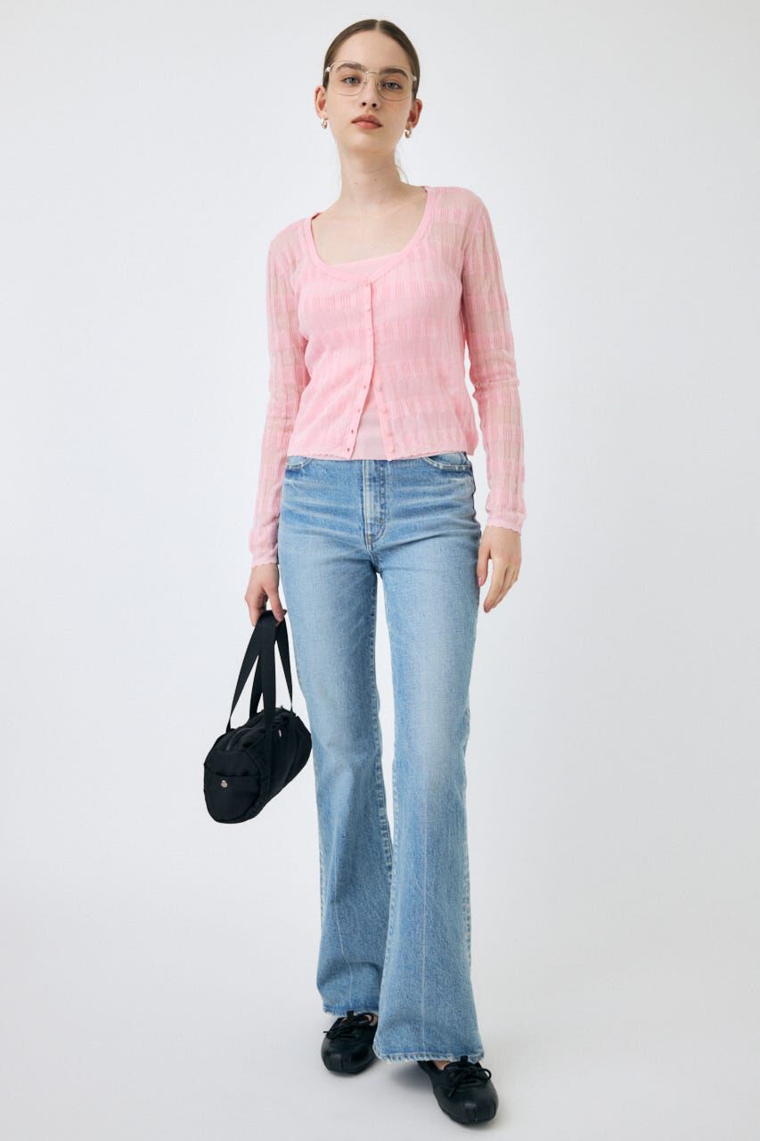 MOUSSY「SHEER BORDER カーディガン」|ニット・セーター|