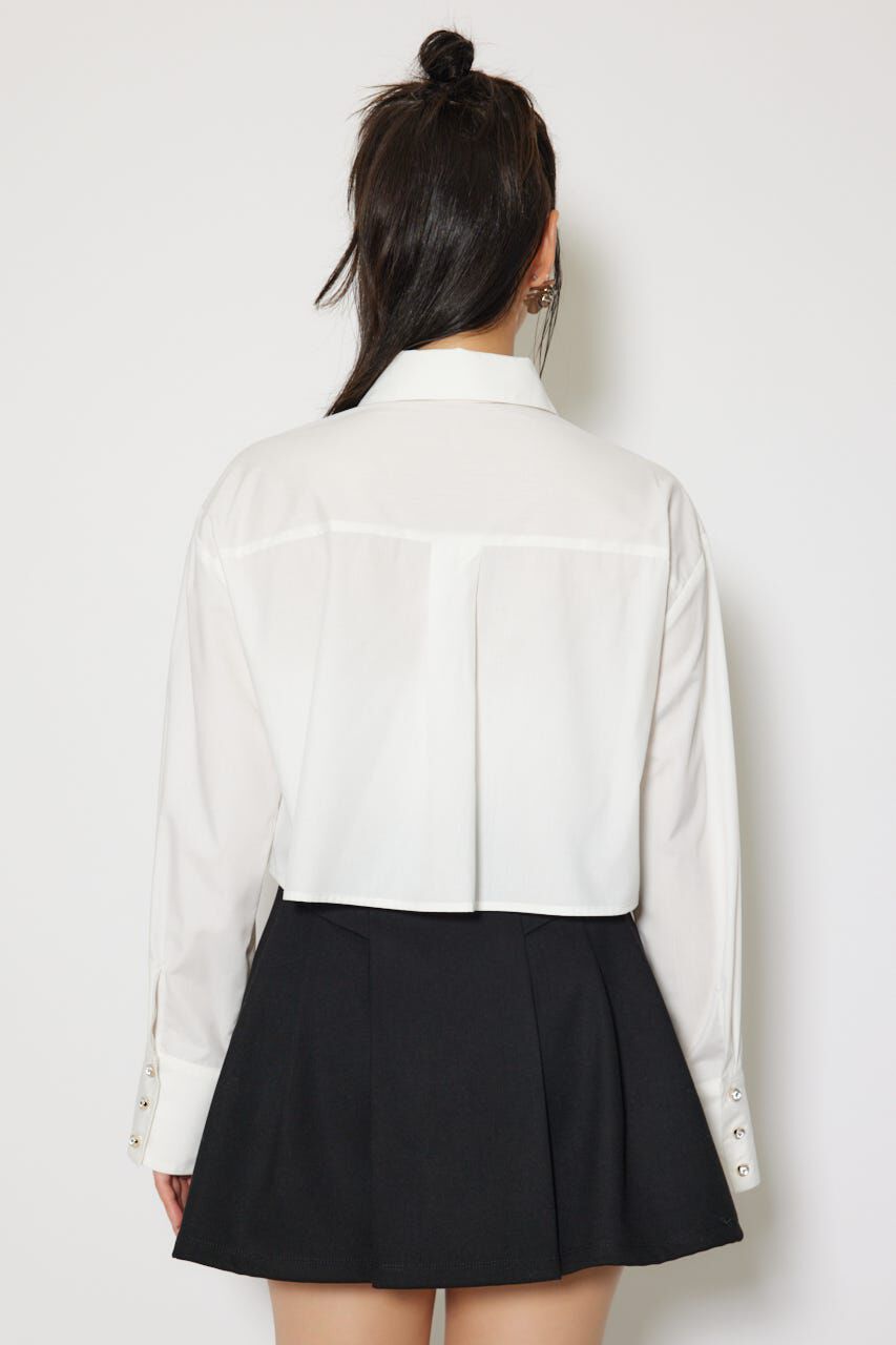 rienda「ビジューボタンボウタイシャツトップス」|シャツ・ブラウス|