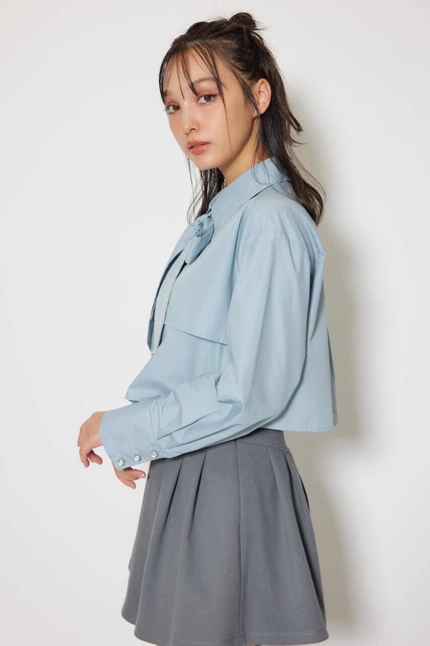 rienda「ビジューボタンボウタイシャツトップス」|シャツ・ブラウス|