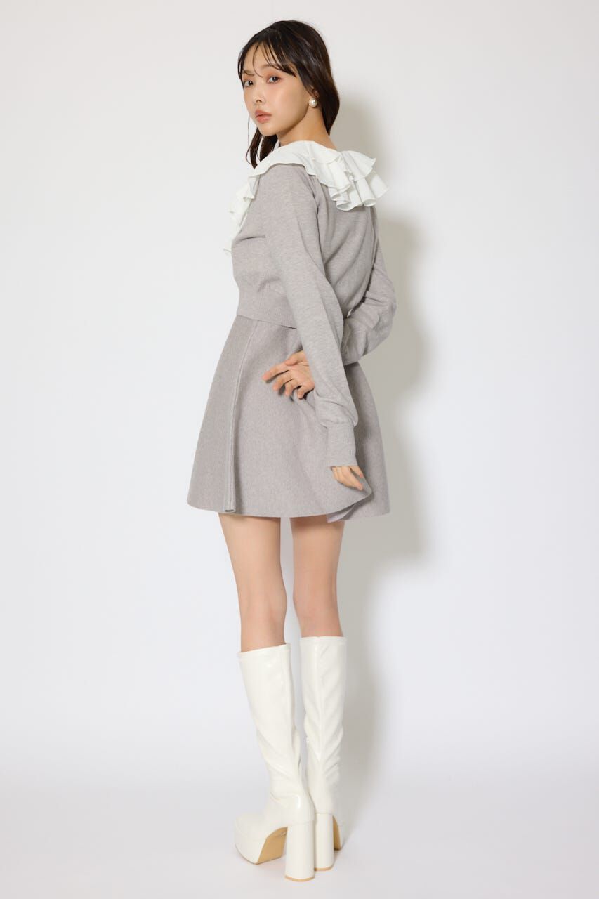 rienda「フリルカラーニットカーディガンセットワンピース」|ワンピース|