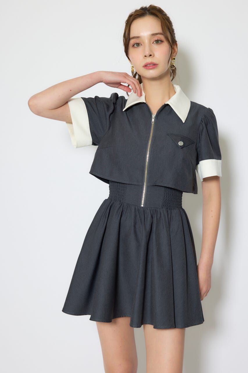 rienda「バストディティールフレアミニワンピース」|ワンピース|GRY