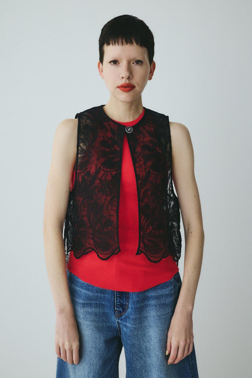 HeRIN.CYE「［予約］Lace vest」|ダウンベスト・ベスト|BLK