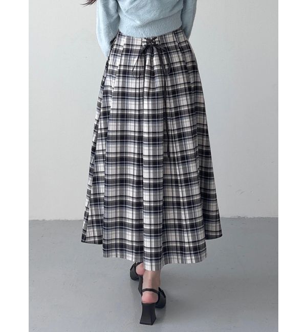 MERCURYDUO「オリジナルチェックコルセットフレアスカート」|スカート|オフホワイト