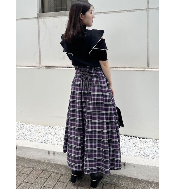 MERCURYDUO「オリジナルチェックコルセットフレアスカート」|スカート|