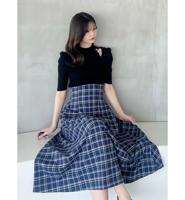MERCURYDUO「オリジナルチェックコルセットフレアスカート」|スカート|