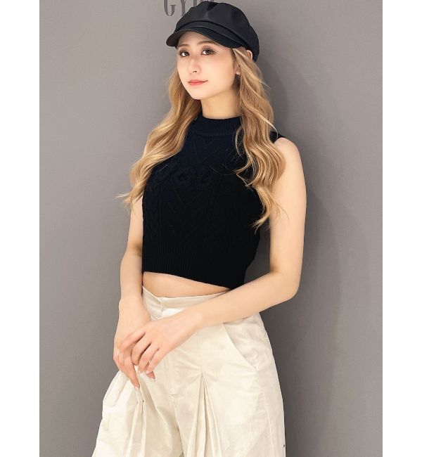 GYDA「NOUSノースリケーブルニットトップス」|ニット・セーター|