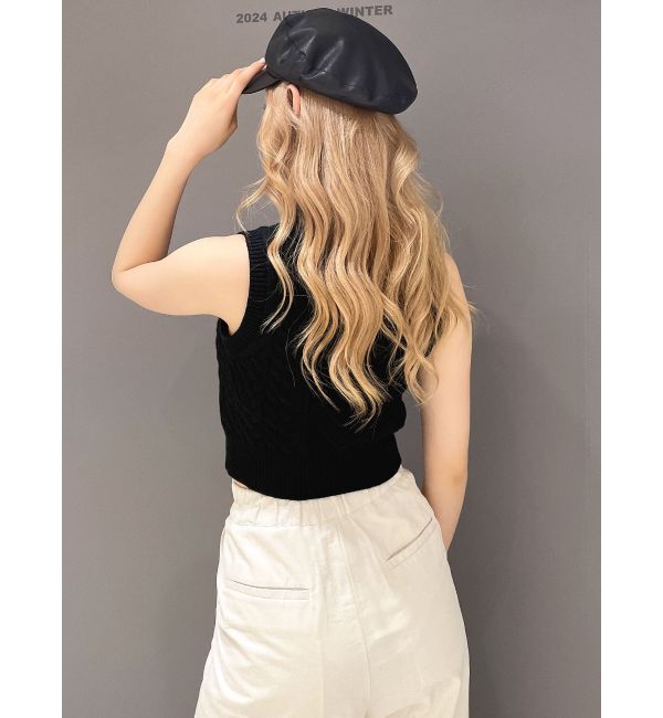 GYDA「NOUSノースリケーブルニットトップス」|ニット・セーター|