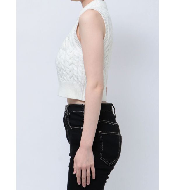 GYDA「NOUSノースリケーブルニットトップス」|ニット・セーター|