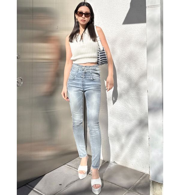 GYDA「ハーフZIPノースリブリーチポロニットトップス」|ニット・セーター|