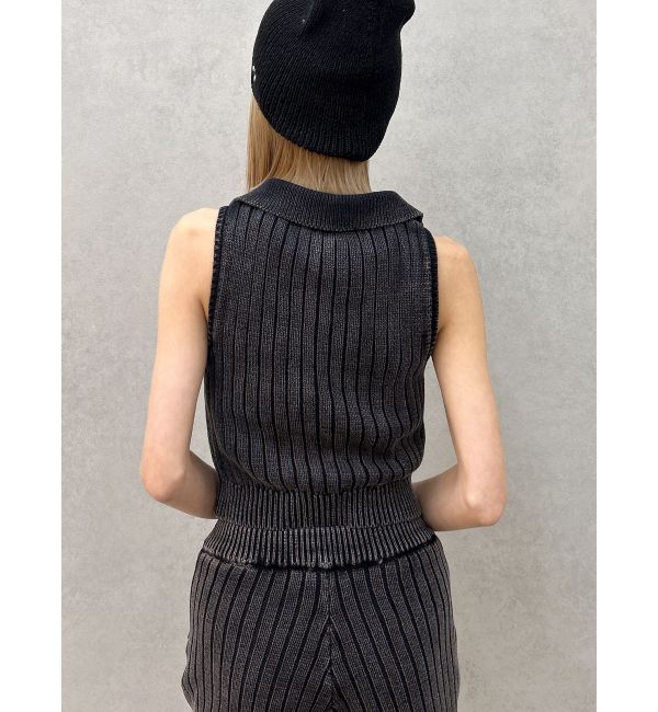 GYDA「ハーフZIPノースリブリーチポロニットトップス」|ニット・セーター|