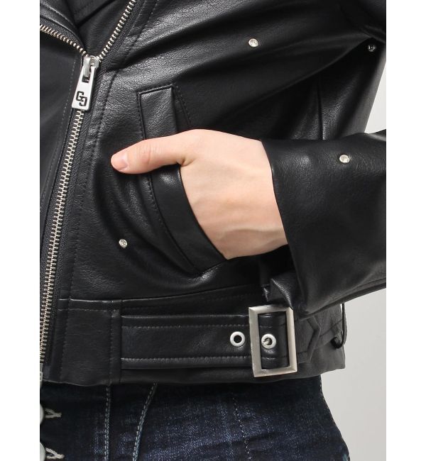 GYDA「bijou フェイクレザーライダースジャケット」|ライダースジャケット|