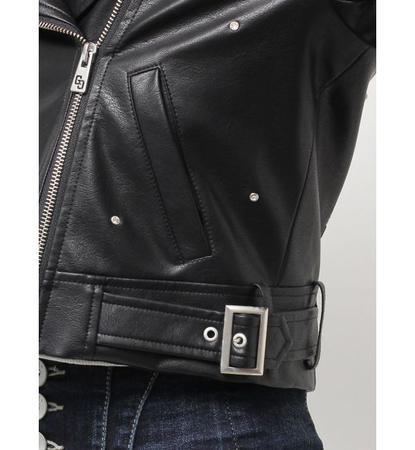 GYDA「bijou フェイクレザーライダースジャケット」|ライダースジャケット|