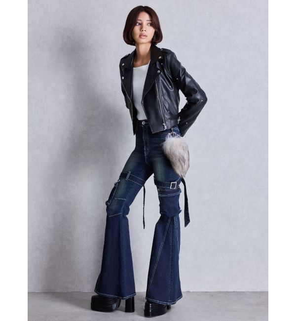 GYDA「bijou フェイクレザーライダースジャケット」|ライダースジャケット|