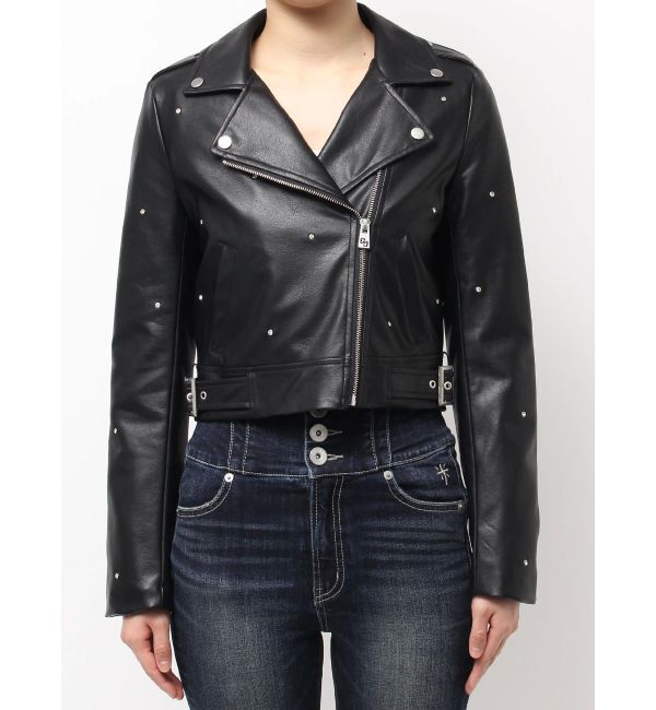 GYDA「bijou フェイクレザーライダースジャケット」|ライダースジャケット|
