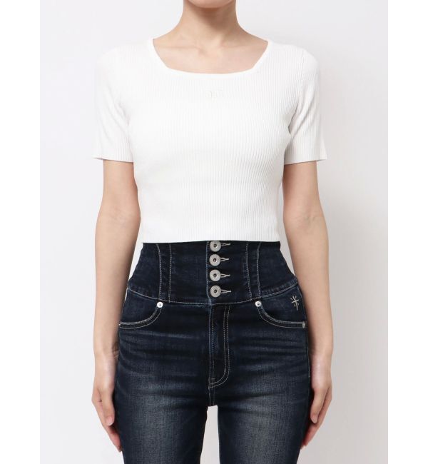 GYDA「SymmetryGYDA ハーフスリーブニットトップス」|ニット・セーター|