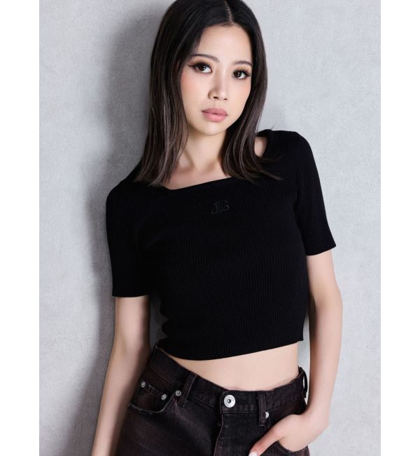 GYDA「SymmetryGYDA ハーフスリーブニットトップス」|ニット・セーター|