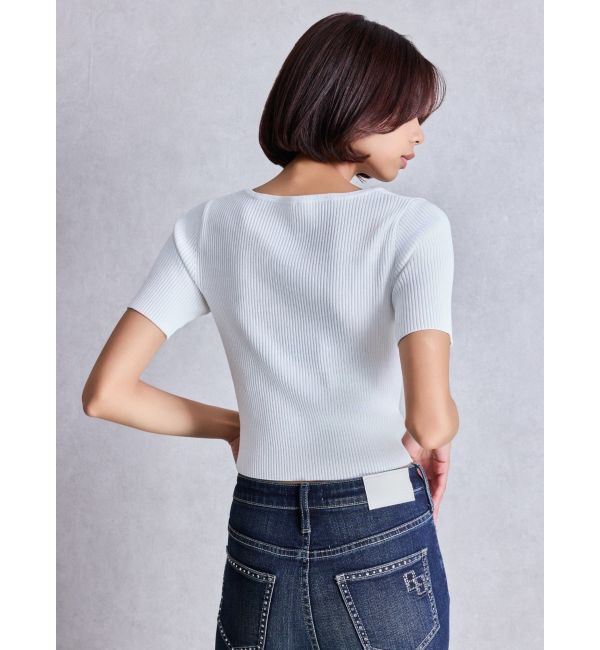 GYDA「SymmetryGYDA ハーフスリーブニットトップス」|ニット・セーター|