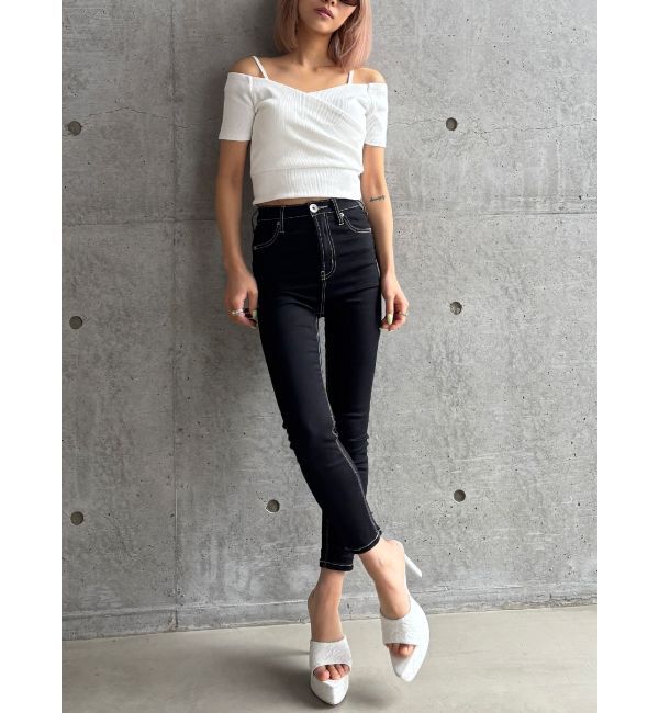 GYDA「【TINY】ハイウエストワンウォッシュスキニーパンツ」|デニム|