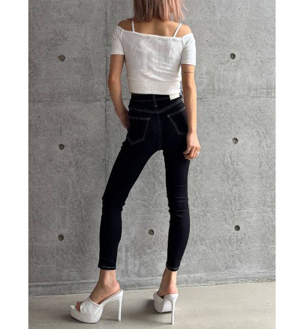 GYDA「【TINY】ハイウエストワンウォッシュスキニーパンツ」|デニム|