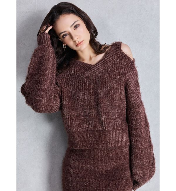 GYDA「レースアップシャギーニットトップス」|ニット・セーター|