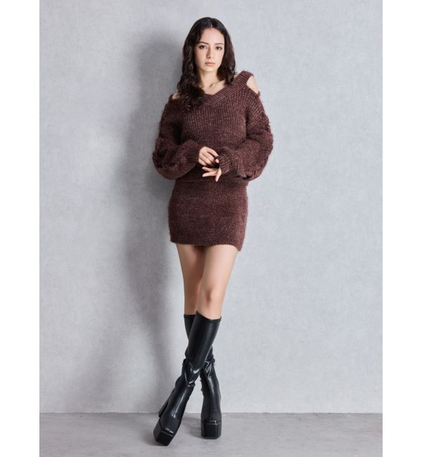 GYDA「レースアップシャギーニットトップス」|ニット・セーター|