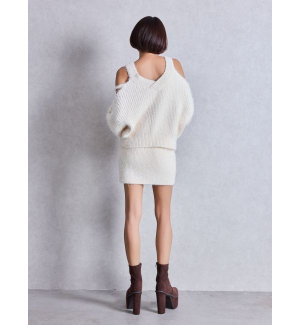 GYDA「レースアップシャギーニットトップス」|ニット・セーター|