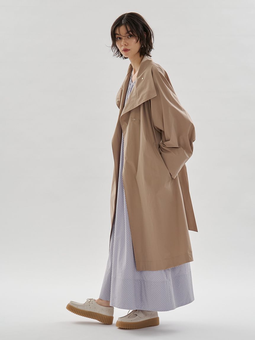 emmi atelier「ボリュームスリーブロングコート/撥水」|トレンチコート|