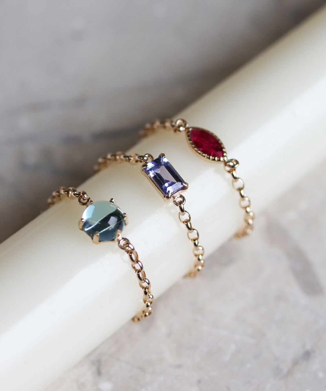  「ブルートパーズ  チェーンリング | K10YG〈Web限定〉」|リング|