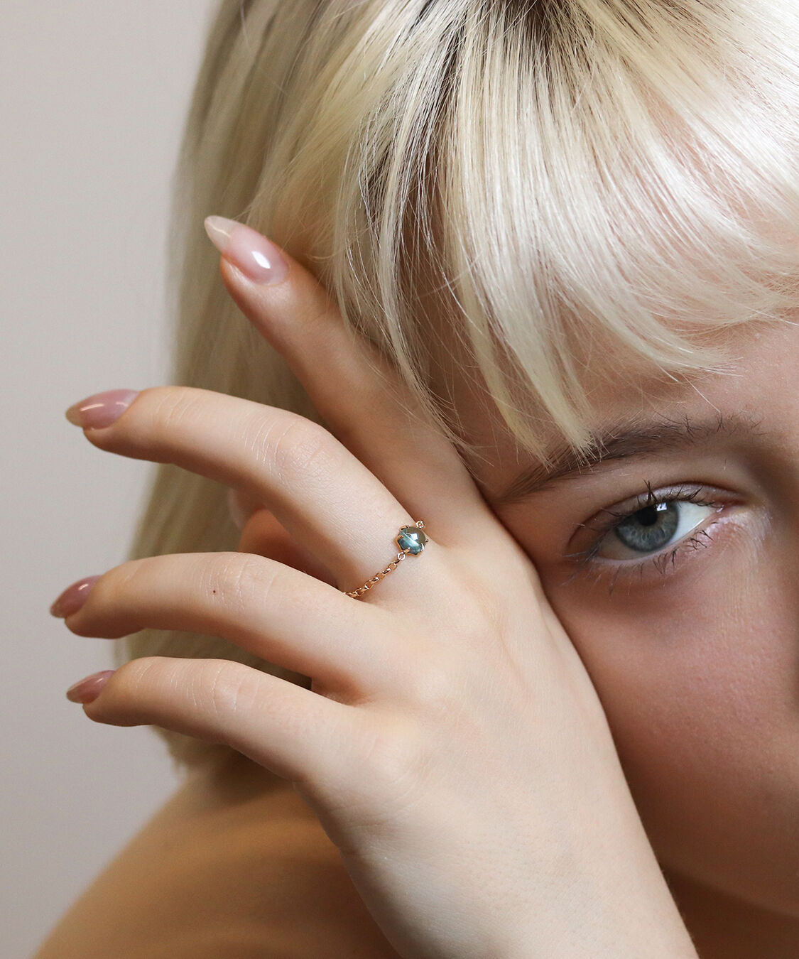  「ブルートパーズ  チェーンリング | K10YG〈Web限定〉」|リング|