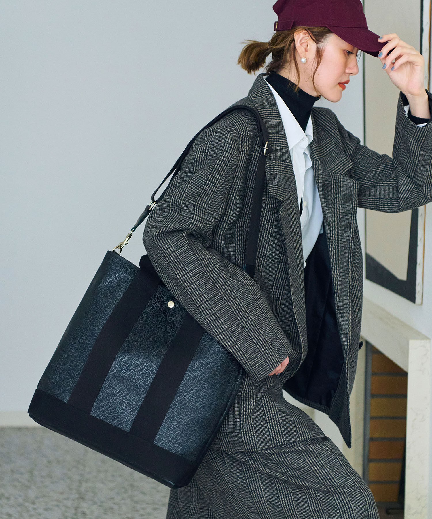 TOPKAPI BREATH「スコッチグレイン ネオレザー 縦型 A4 トート バッグ ショルダー付き L」|ショルダー・メッセンジャー|