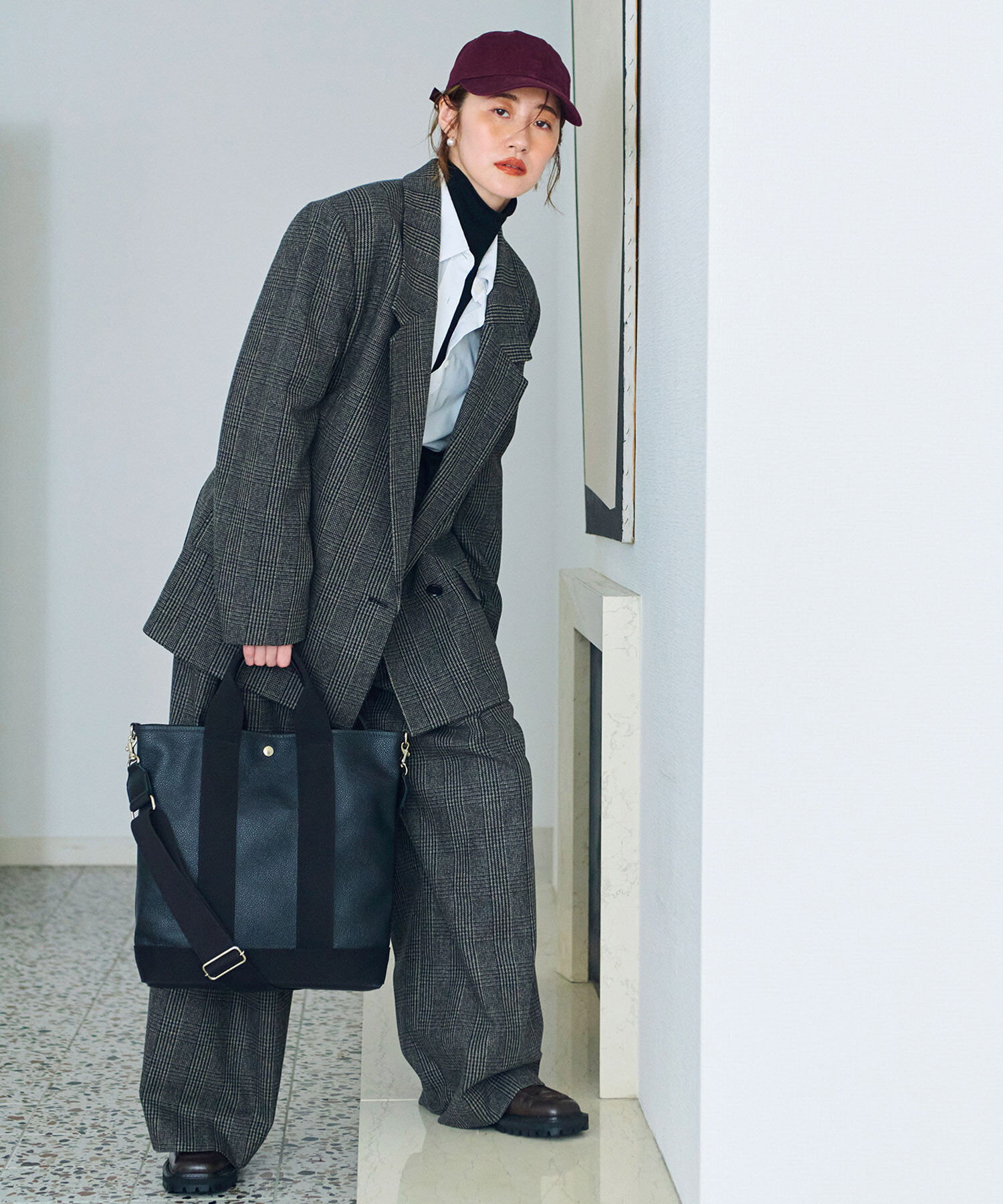 TOPKAPI BREATH「スコッチグレイン ネオレザー 縦型 A4 トート バッグ ショルダー付き L」|ショルダー・メッセンジャー|