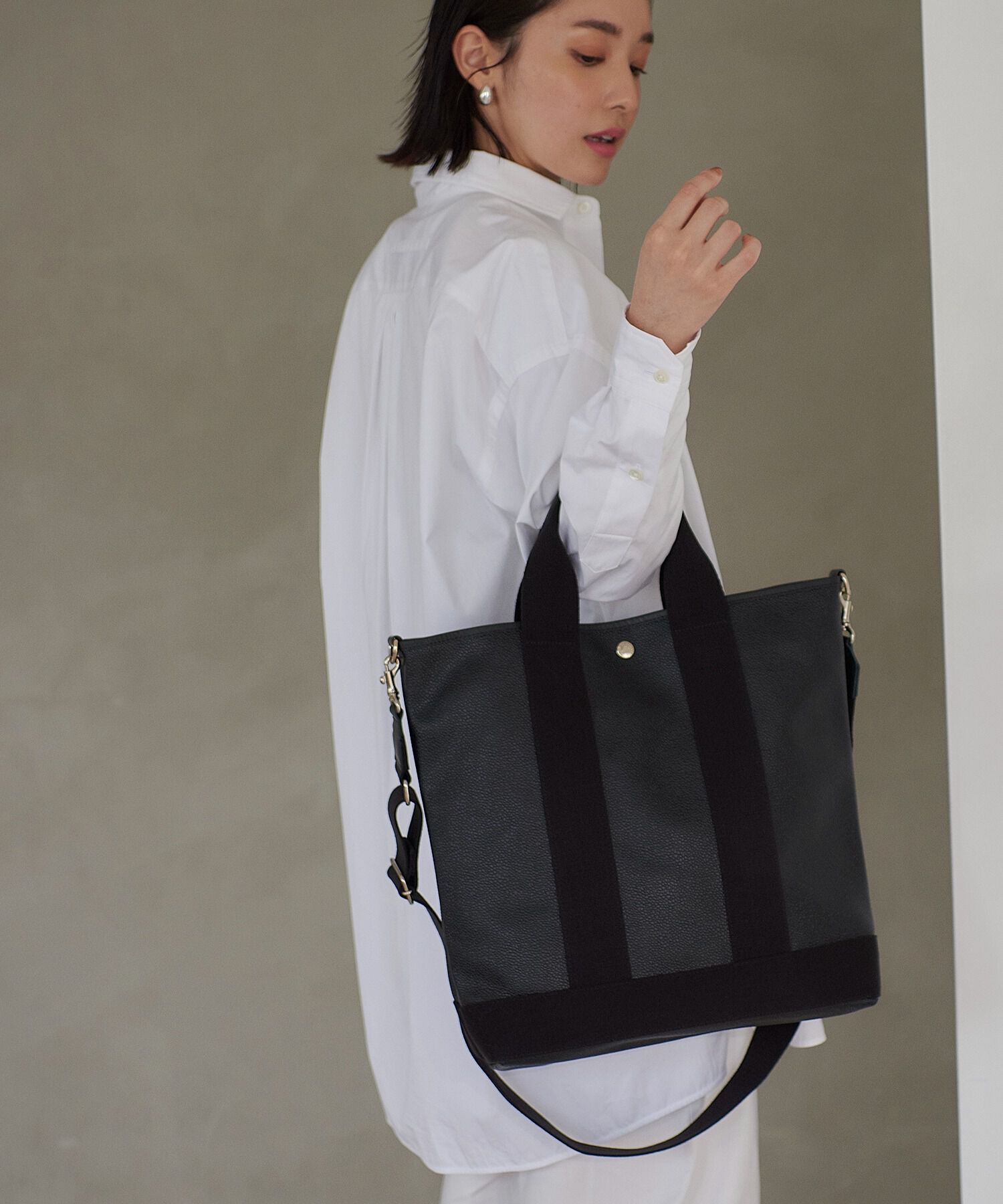 TOPKAPI BREATH「スコッチグレイン ネオレザー 縦型 A4 トート バッグ ショルダー付き L」|ショルダー・メッセンジャー|