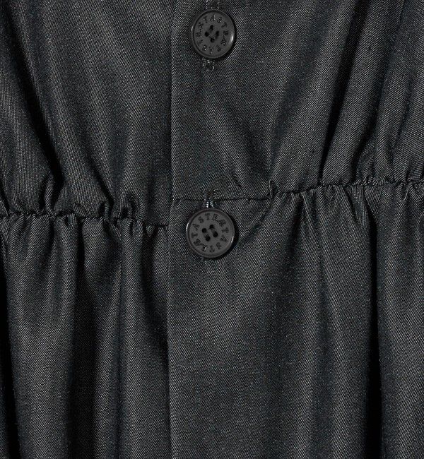 ASTRAET「＜ASTRAET＞デニムライク ギャザー ノーカラーブラウス」|シャツ・ブラウス|