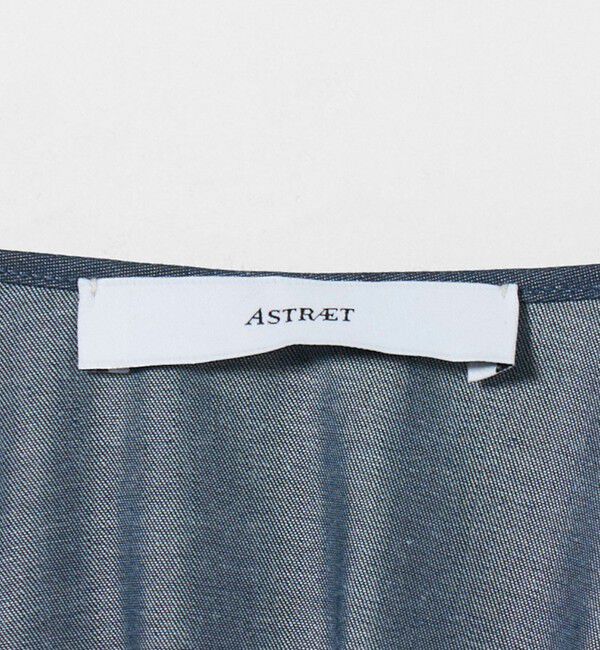 ASTRAET「＜ASTRAET＞デニムライク ギャザー ノーカラーブラウス」|シャツ・ブラウス|