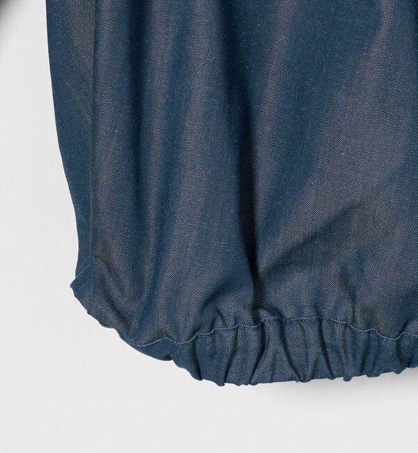 ASTRAET「＜ASTRAET＞デニムライク ギャザー ノーカラーブラウス」|シャツ・ブラウス|
