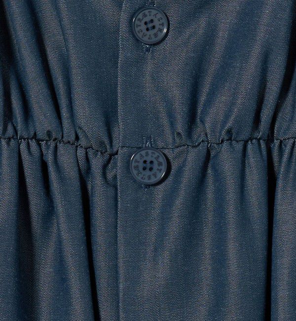 ASTRAET「＜ASTRAET＞デニムライク ギャザー ノーカラーブラウス」|シャツ・ブラウス|