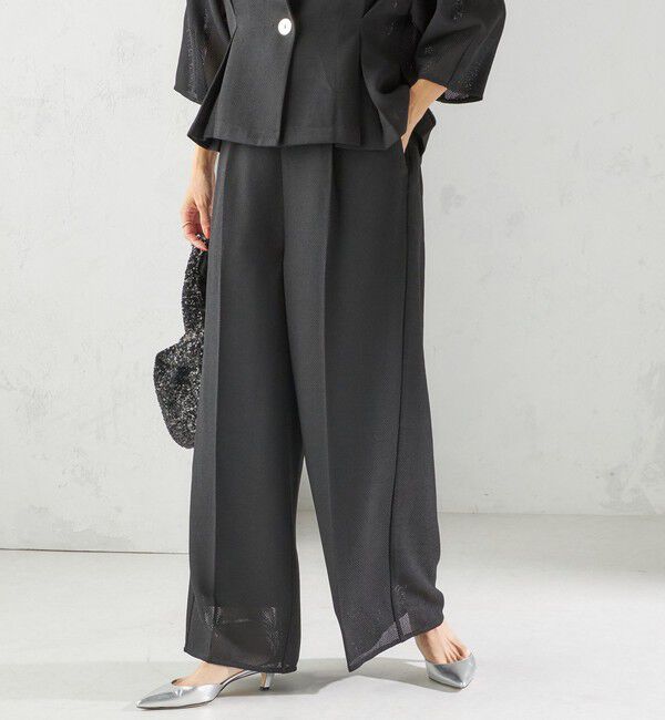 SHIPS for women「troisiemeCHACO:〈洗濯機可能〉メッシュ ワイド パンツ（セレモニー対応可）」|その他|ブラック