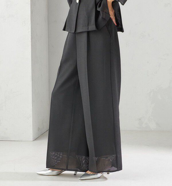 SHIPS for women「troisiemeCHACO:〈洗濯機可能〉メッシュ ワイド パンツ（セレモニー対応可）」|その他|