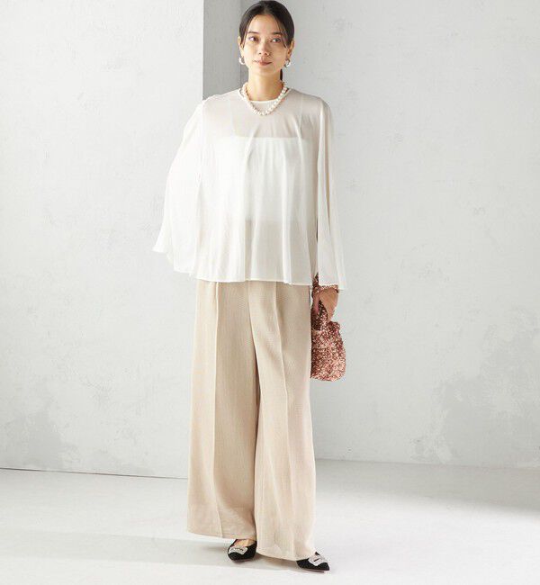 SHIPS for women「troisiemeCHACO:〈洗濯機可能〉メッシュ ワイド パンツ（セレモニー対応可）」|その他|