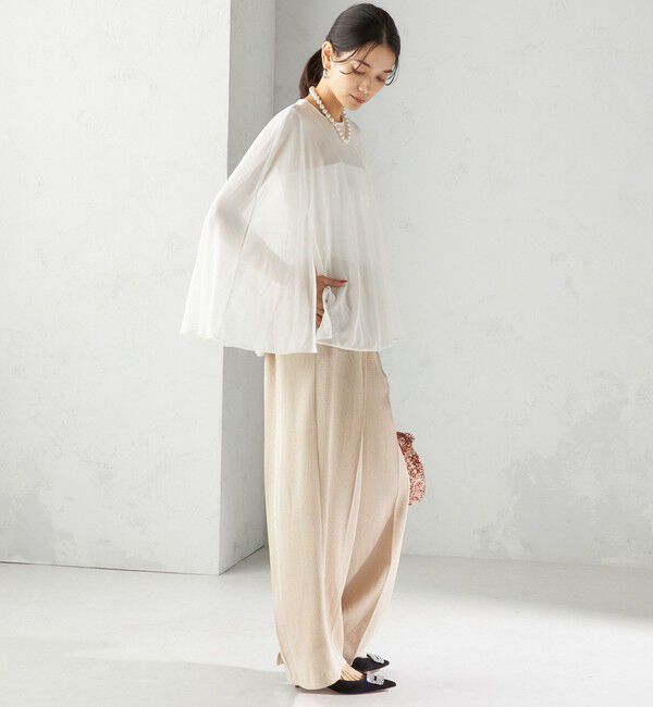 SHIPS for women「troisiemeCHACO:〈洗濯機可能〉メッシュ ワイド パンツ（セレモニー対応可）」|その他|