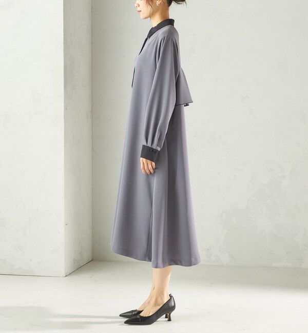 SHIPS for women「〈洗濯機可能〉ライト ダブルクロス バックフリル Aライン ワンピース（セレモニー対応可）」|ワンピース|